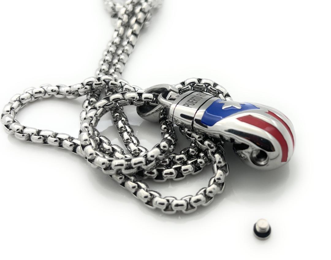 Boricua Cremation Boxing Glove Necklace Set