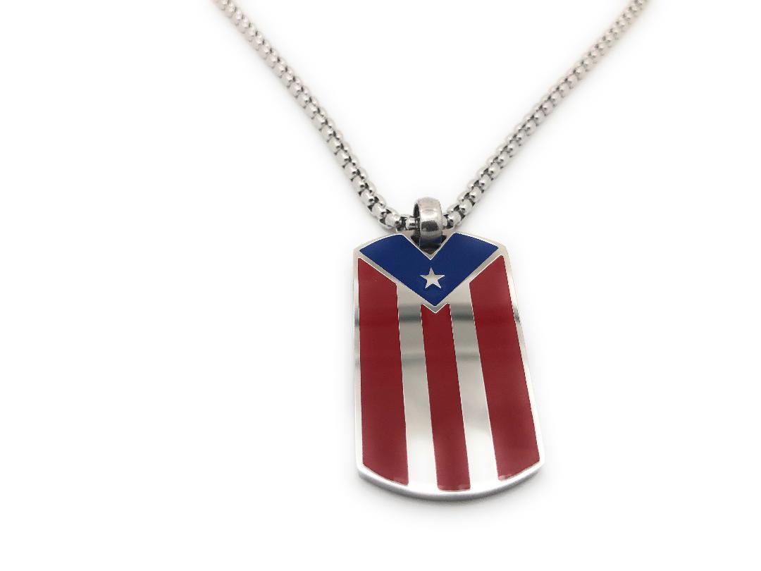 Puerto Rican Pride Stainless Steel Dog Tag Necklace - Papiichulo Orgullo