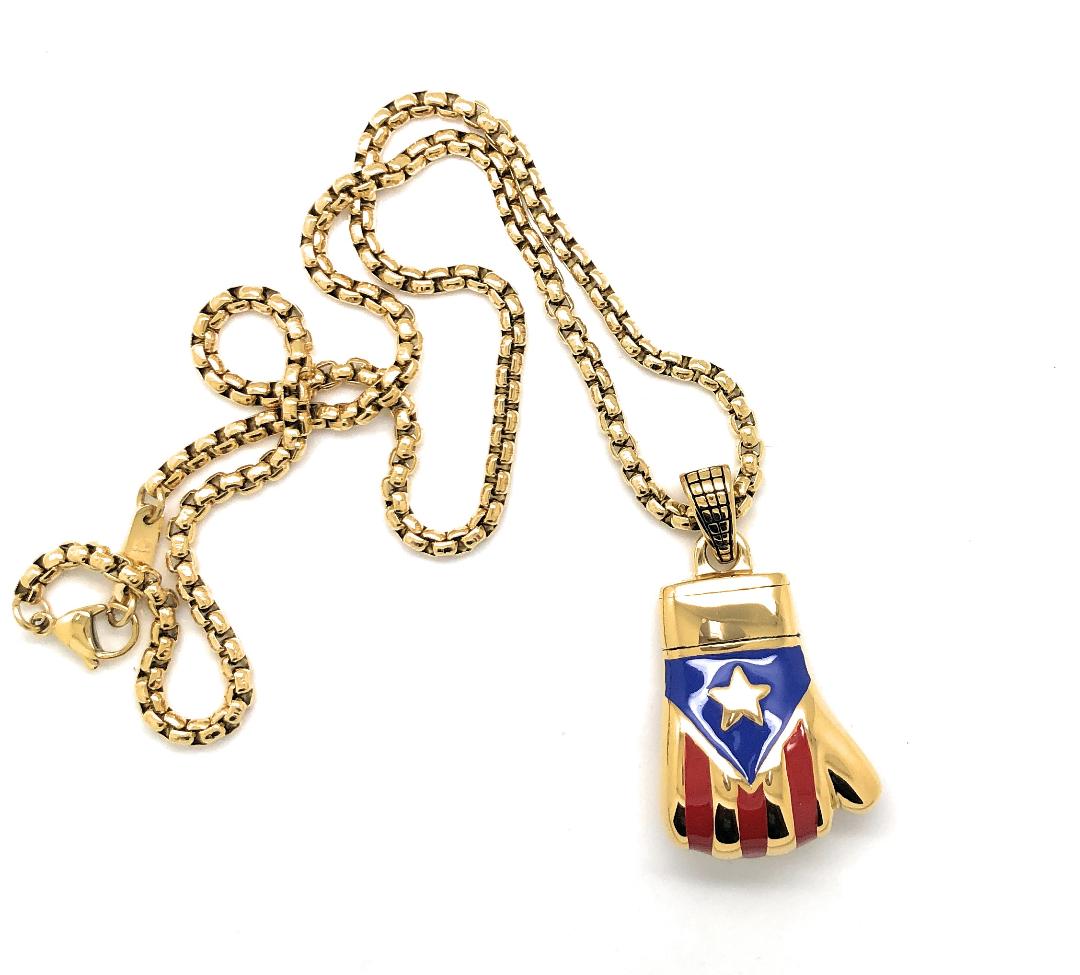 Puerto Rican Boxing Glove Necklace -Gold Plated