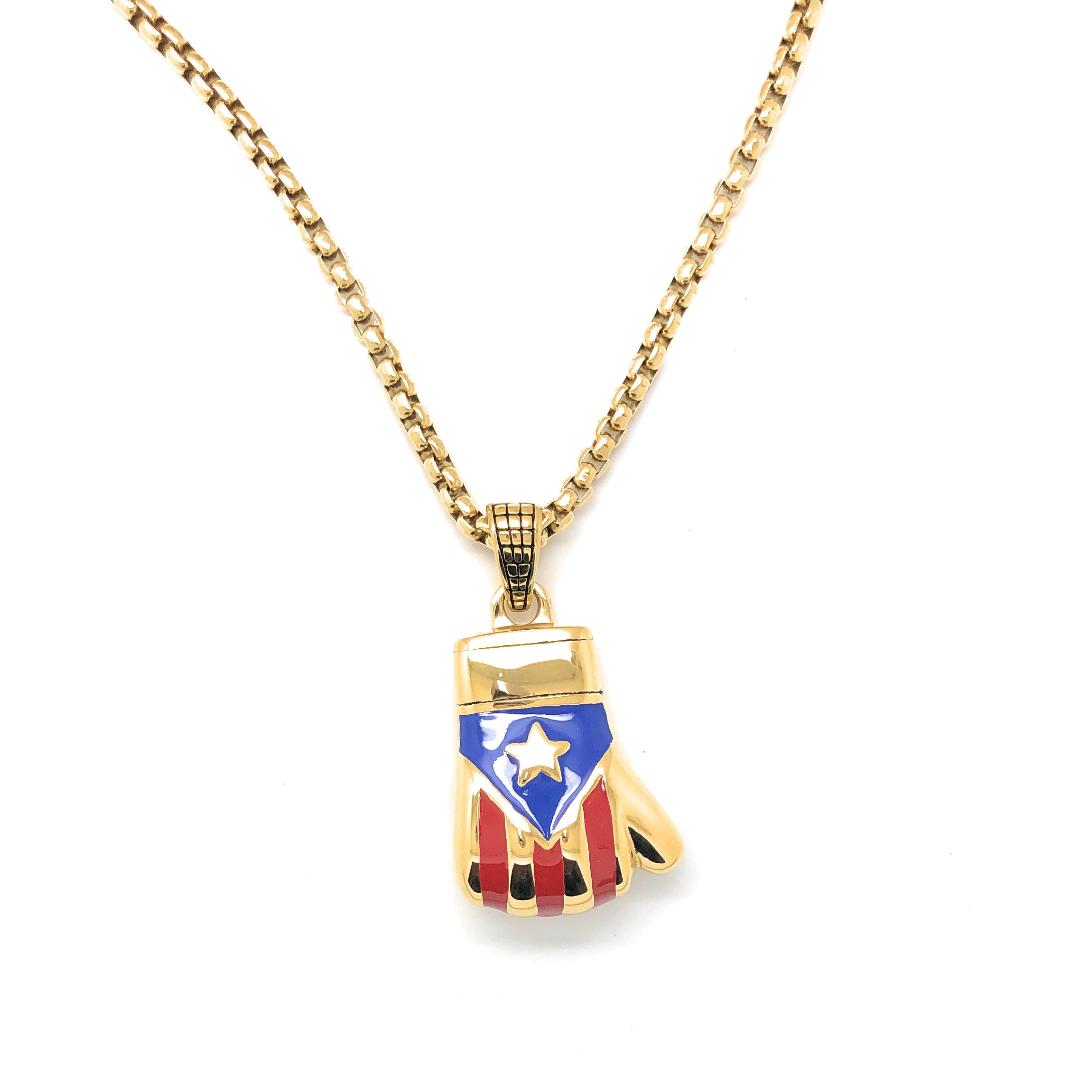 Puerto Rican Boxing Glove Necklace -Gold Plated