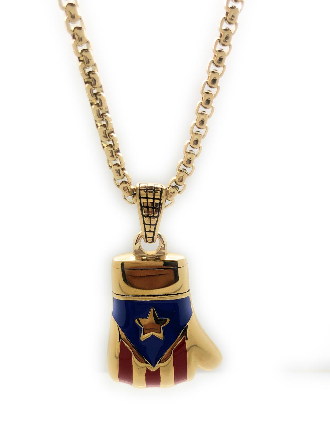 Puerto Rican Boxing Glove Necklace -Gold Plated