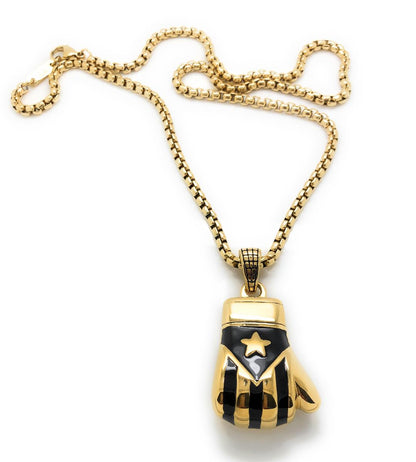 Puerto Rican Boxing Glove Necklace -Gold Plated