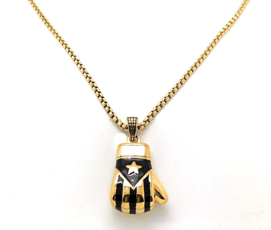 Puerto Rican Boxing Glove Necklace -Gold Plated