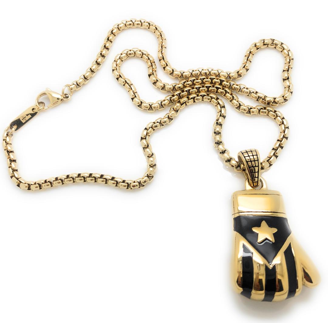Puerto Rican Boxing Glove Necklace -Gold Plated