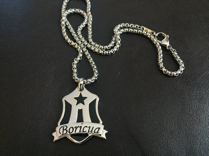 Boricua Pendant with Box Chain