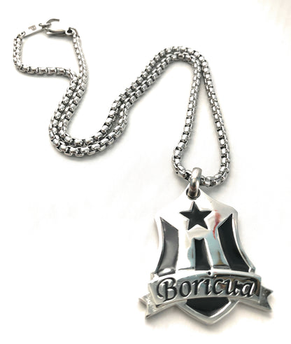 Boricua Pendant with Box Chain