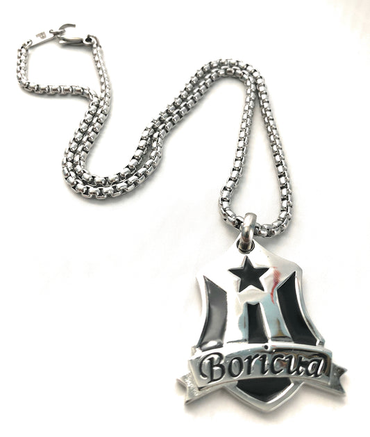 Boricua Pendant with Box Chain