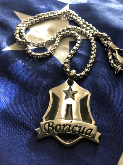 Boricua Pendant with Box Chain